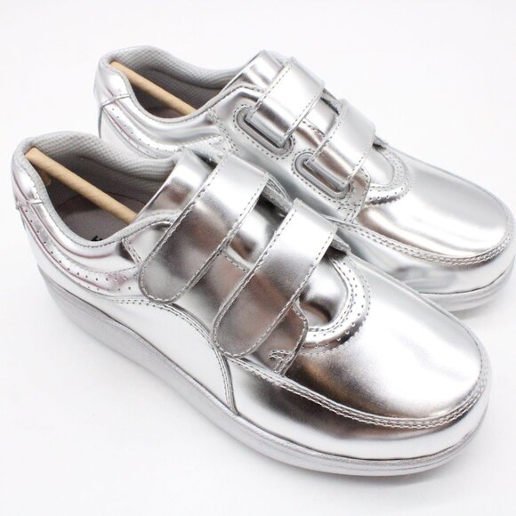 Hush Puppies Shoes Womens Silver Metallic Leather Power Walker II Size 5.5 NIB - Picture 6 of 11